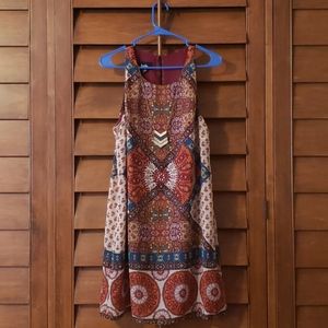 By And By Mixed Pattern Dress (with necklace)
